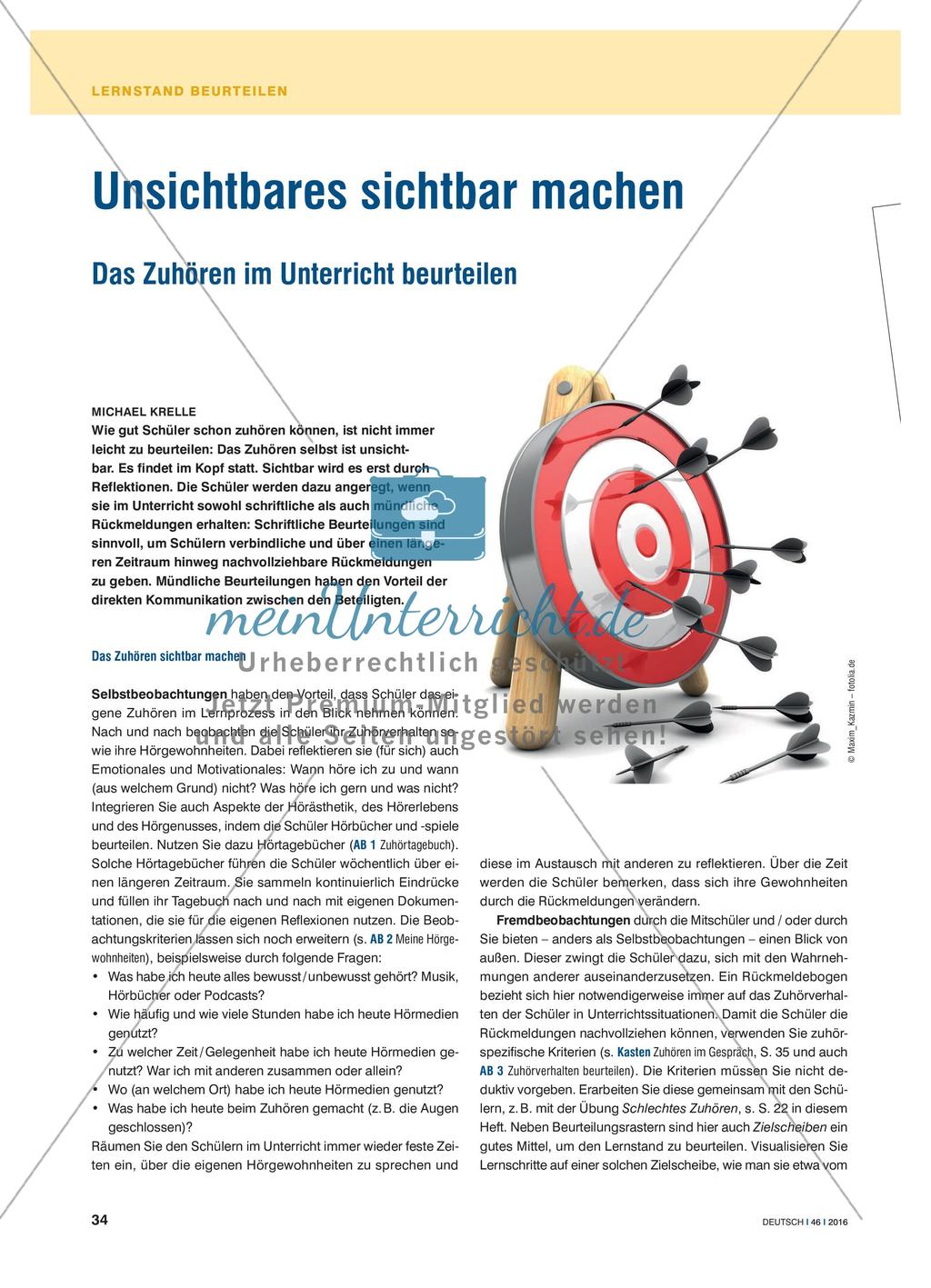Unsichtbares sichtbar machen - Das Zuhören im Unterricht beurteilen Preview 1