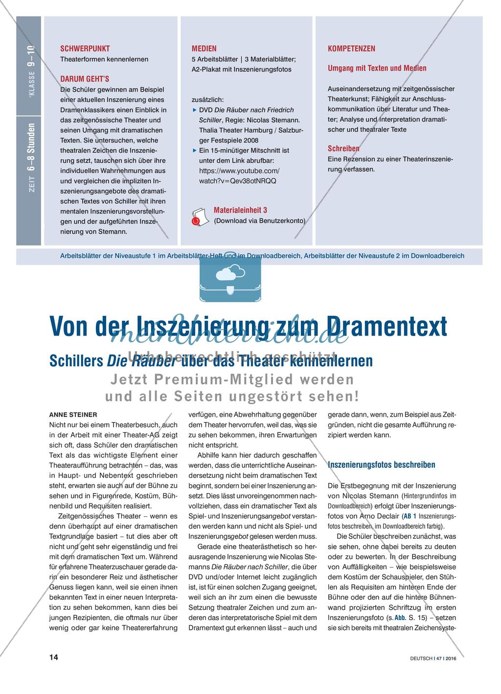 Von der Inszenierung zum Dramentext - Schillers Die Räuber über das Theater kennenlernen Preview 1