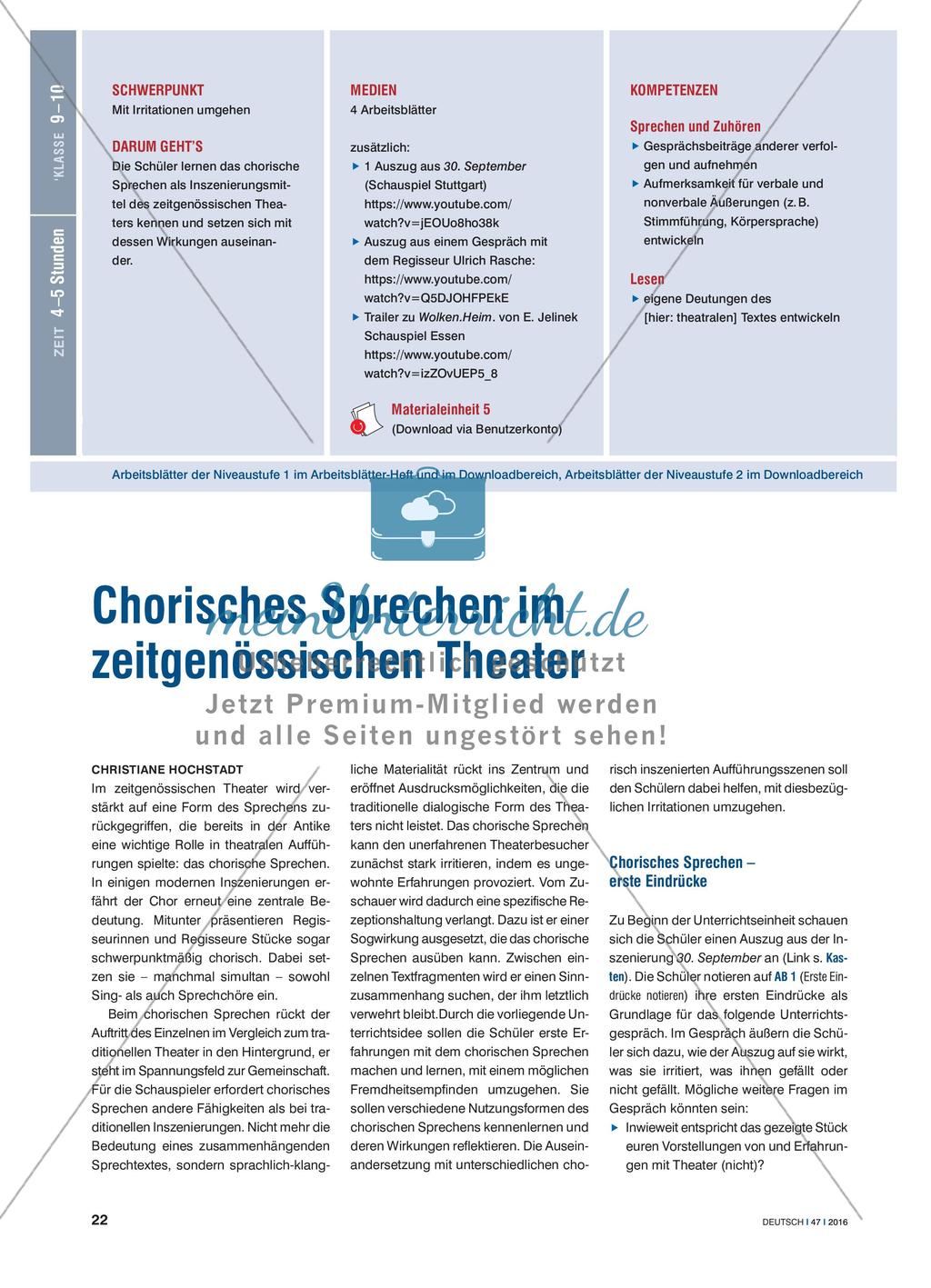 Chorisches Sprechen im zeitgenössischen Theater Preview 1