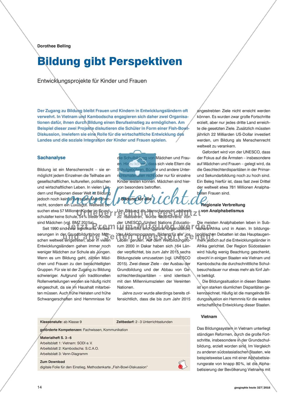 Bildung gibt Perspektiven - Entwicklungsprojekte für Kinder und Frauen Preview 1