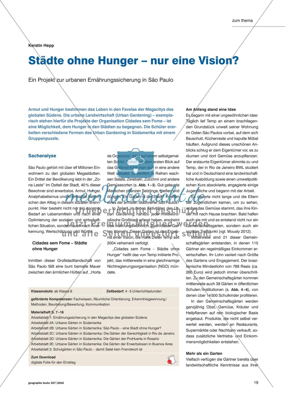 Städte ohne Hunger – nur eine Vision?: Ein Projekt zur urbanen Ernährungssicherung in São Paulo Preview 1