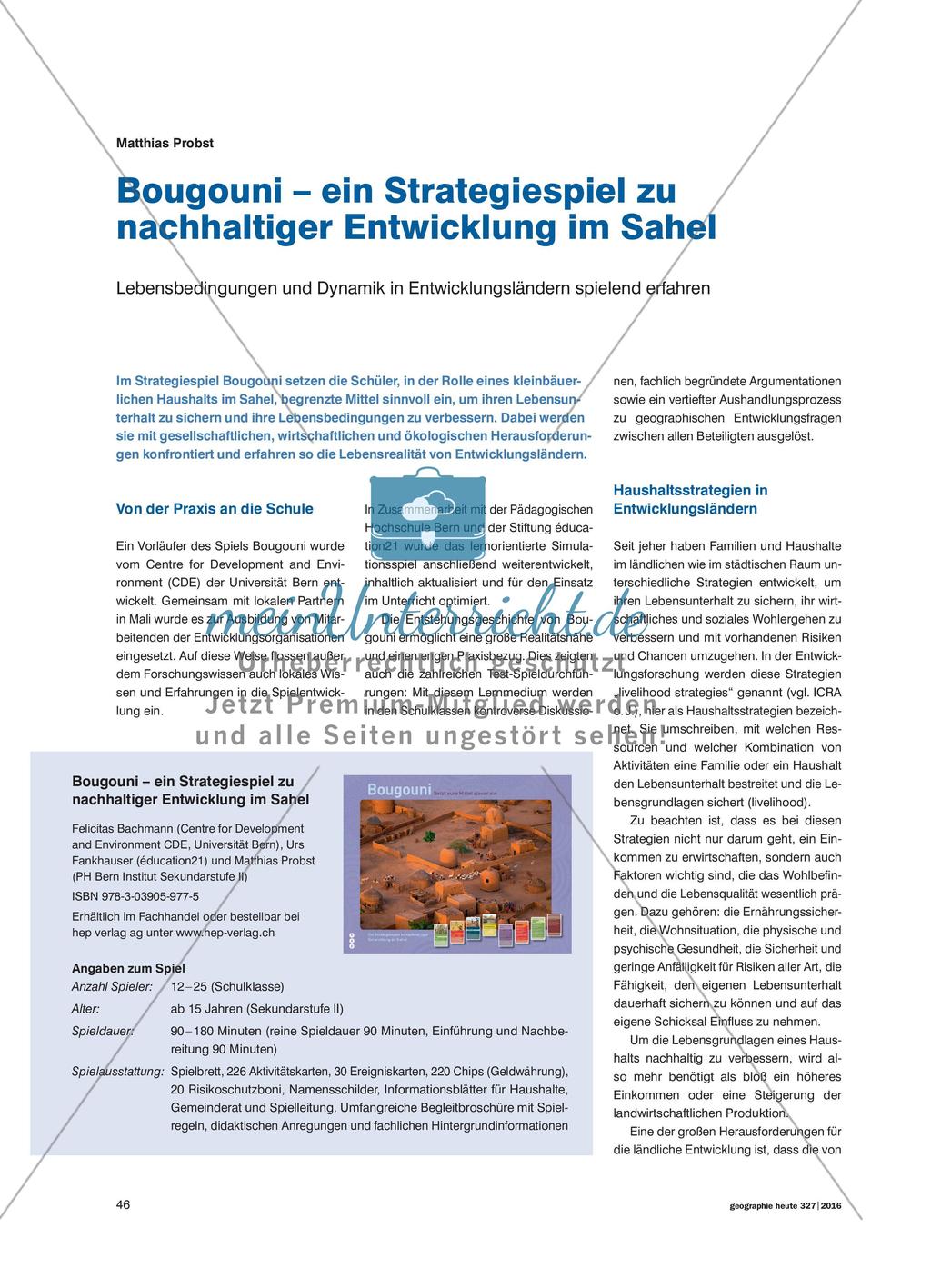 Bougouni – ein Strategiespiel zu nachhaltiger Entwicklung im Sahel: Lebensbedingungen und Dynamik in Entwicklungsländern spielend erfahren Preview 1