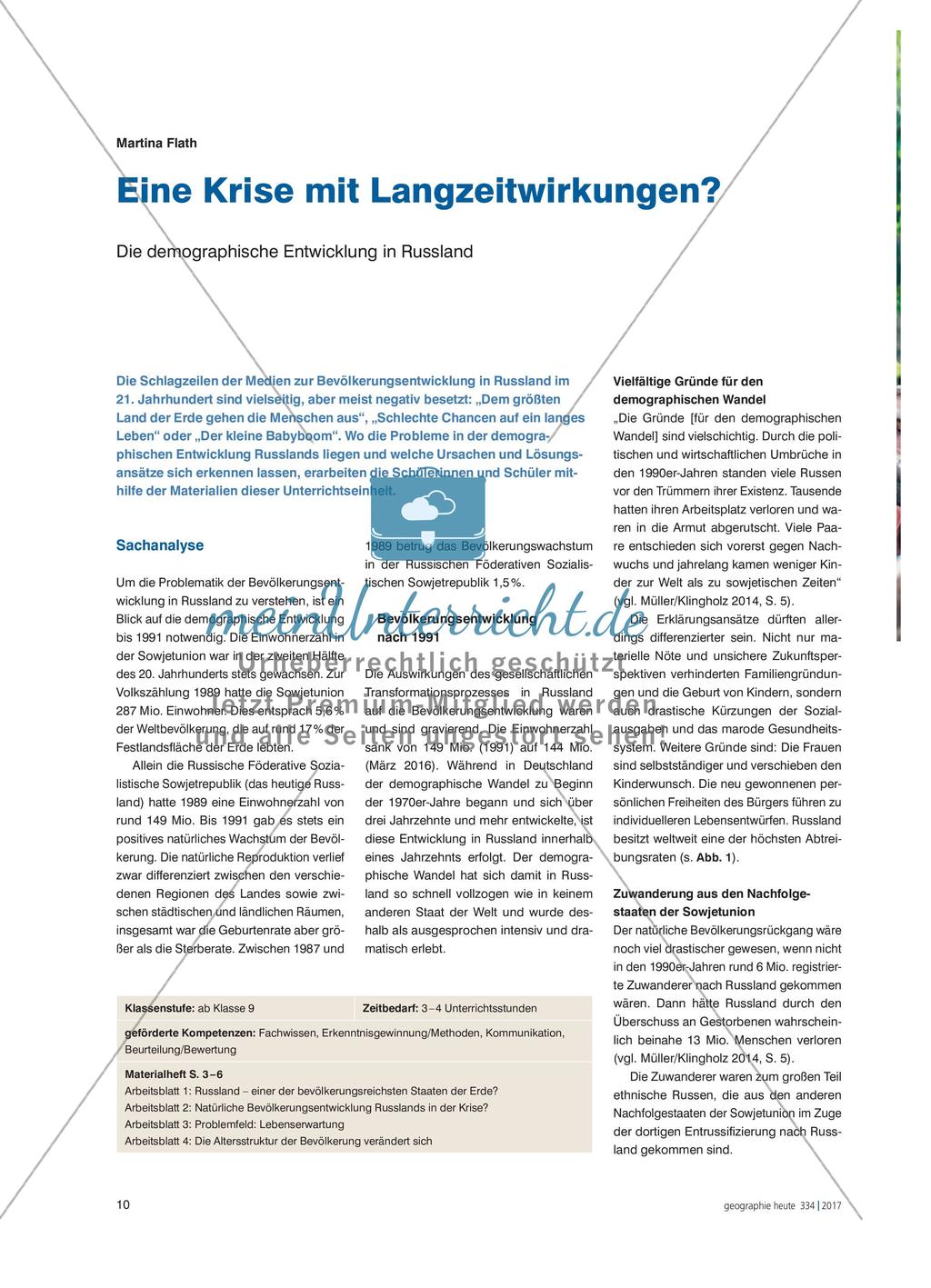 Eine Krise mit Langzeitwirkungen? - Die demographische Entwicklung in Russland Preview 1