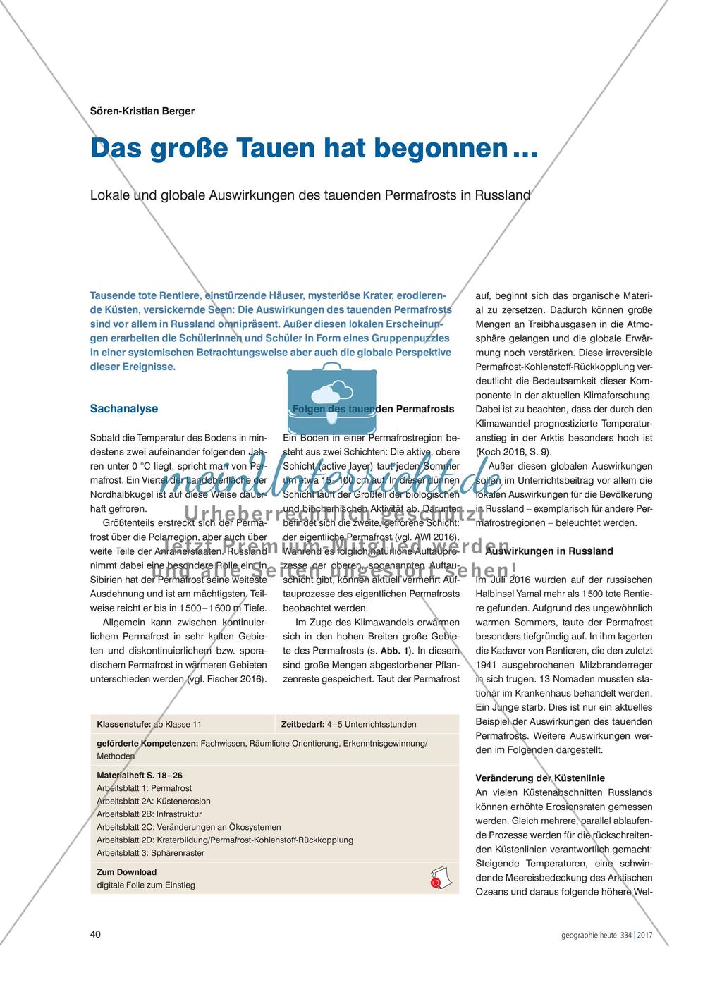 Das große Tauen hat begonnen … - Lokale und globale Auswirkungen des tauenden Permafrosts in Russland Preview 1