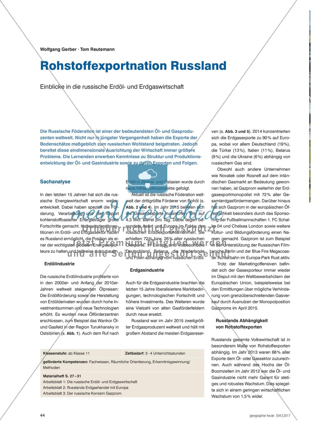Rohstoffexportnation Russland - Einblicke in die russische Erdöl- und Erdgaswirtschaft Preview 1