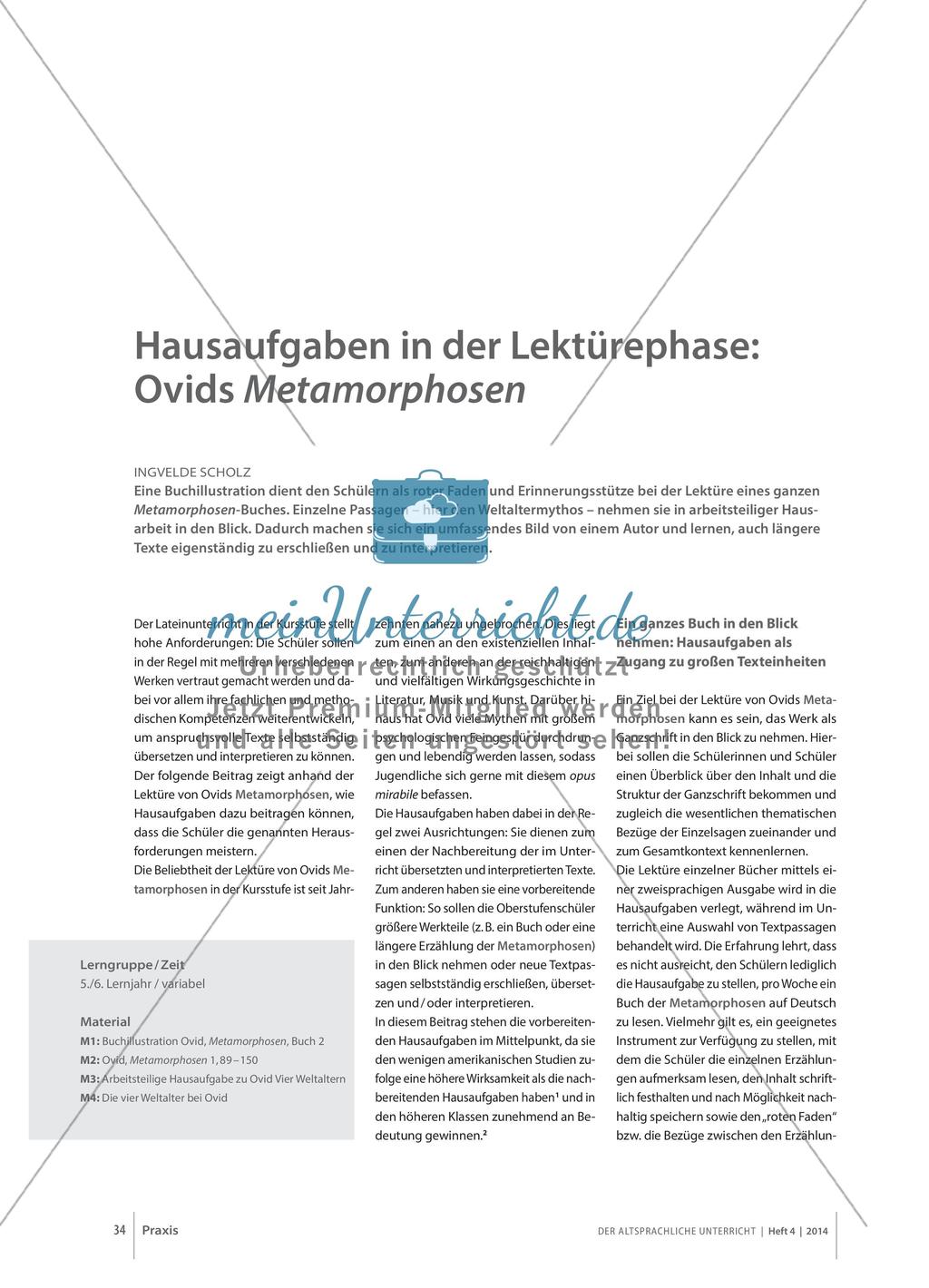 Hausaufgaben in der Lektürephase: Ovids Metamorphosen Preview 1