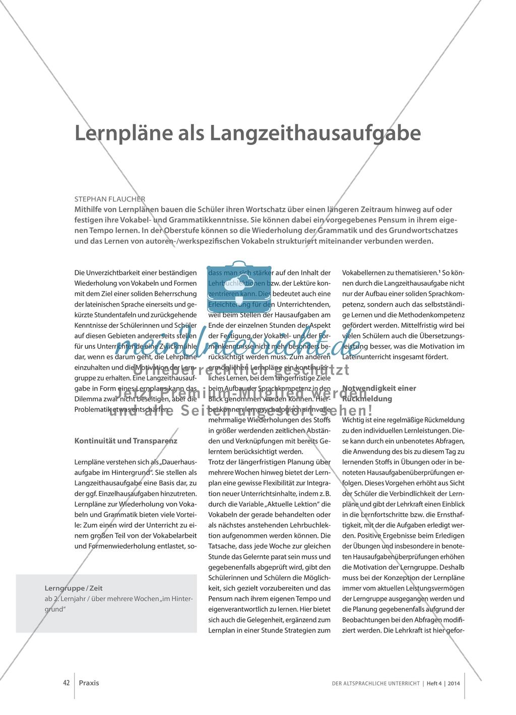 Lernpläne als Langzeithausaufgabe Preview 1