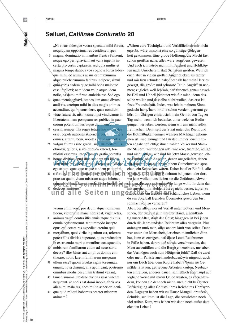 Textinterpretation: Rede Catilinas in Sallusts Catilinae Coniuratio Preview 7