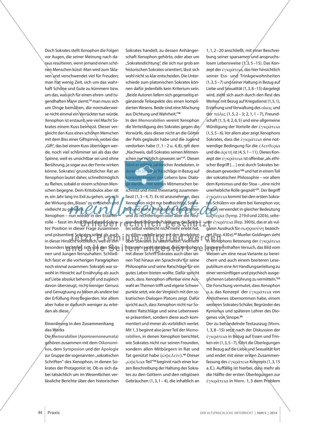 Textinterpretation: Philosophische Ansätze am Beispiel von Xenophon, Memorabilia Preview 3