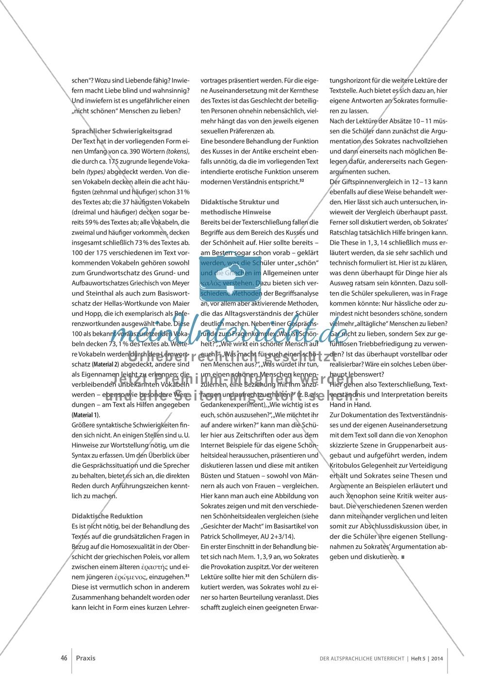 Textinterpretation: Philosophische Ansätze am Beispiel von Xenophon, Memorabilia Preview 5