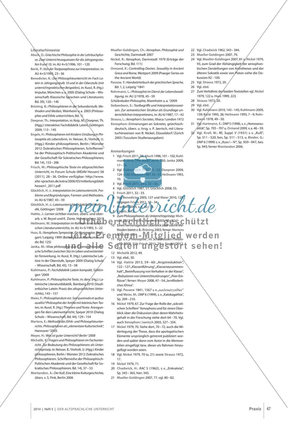 Textinterpretation: Philosophische Ansätze am Beispiel von Xenophon, Memorabilia Preview 6