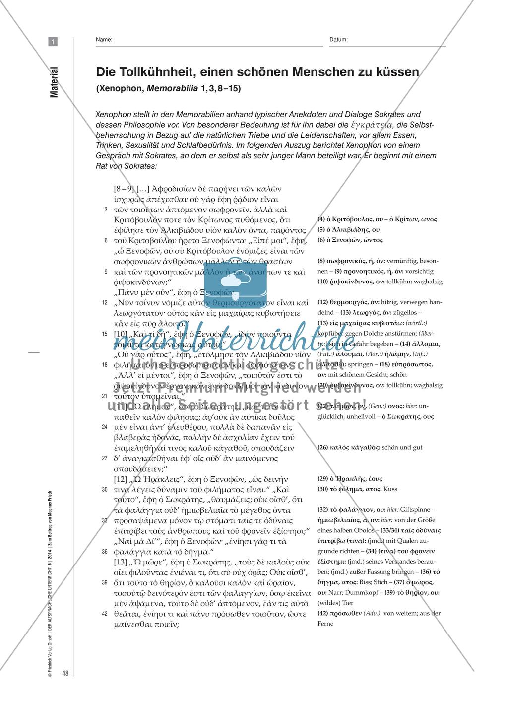 Textinterpretation: Philosophische Ansätze am Beispiel von Xenophon, Memorabilia Preview 7