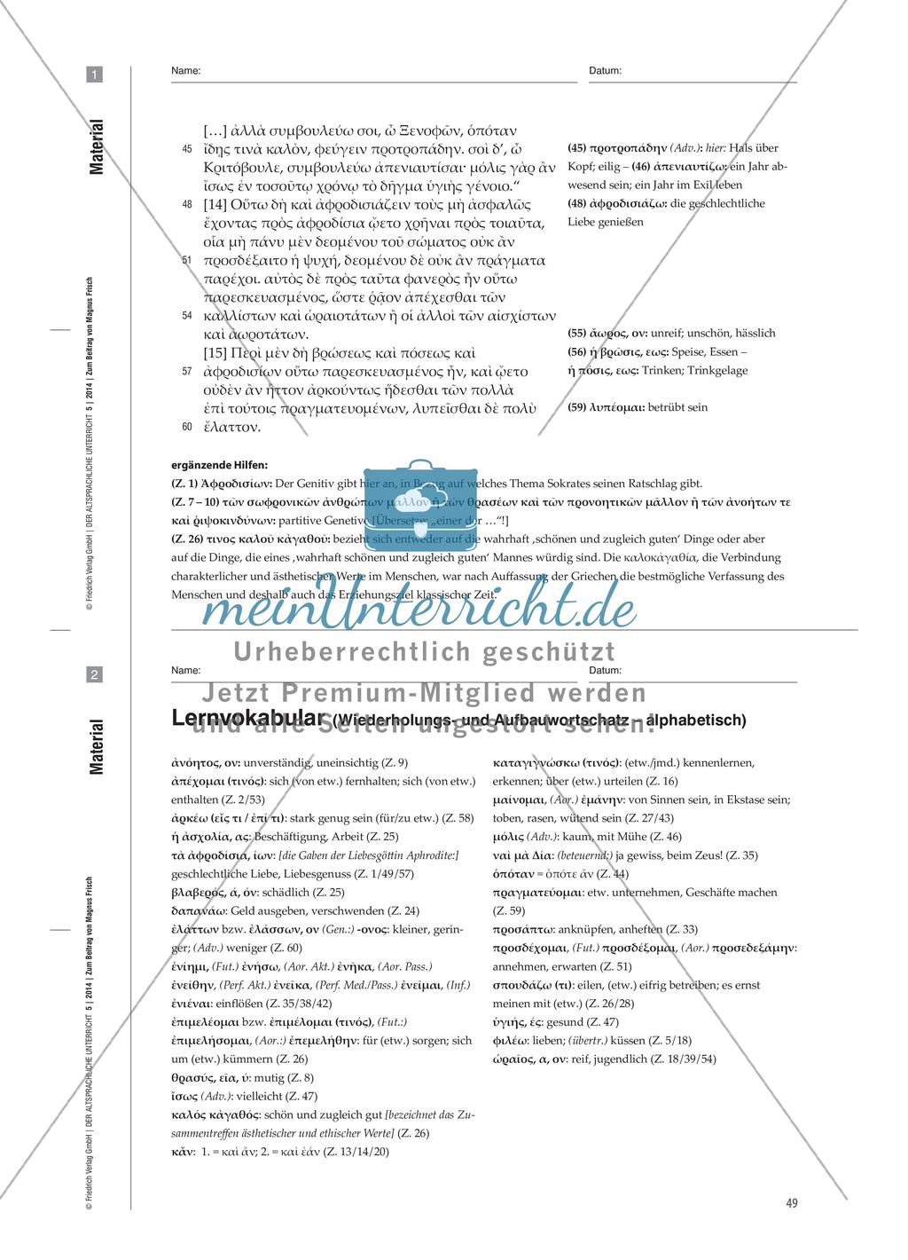 Textinterpretation: Philosophische Ansätze am Beispiel von Xenophon, Memorabilia Preview 8