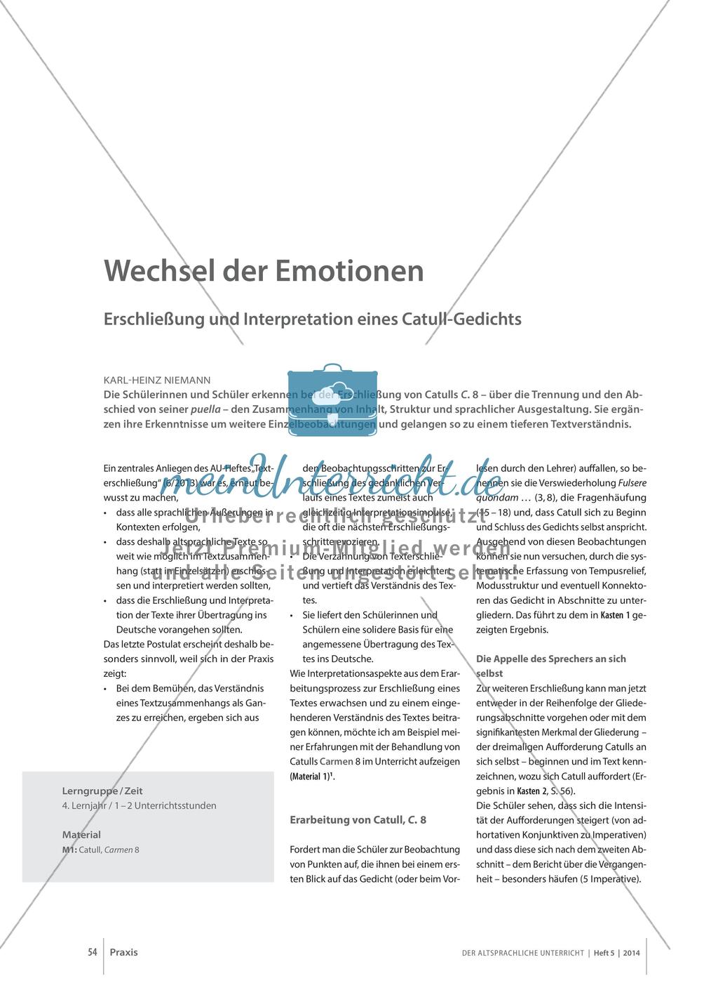 Erschließung und Interpretation eines Catull-Gedichts Preview 1