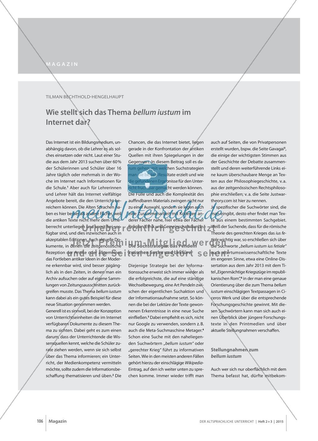 Das Thema „bellum iustum“ im Internet Preview 1