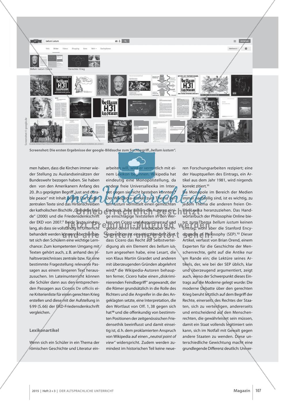 Das Thema „bellum iustum“ im Internet Preview 2