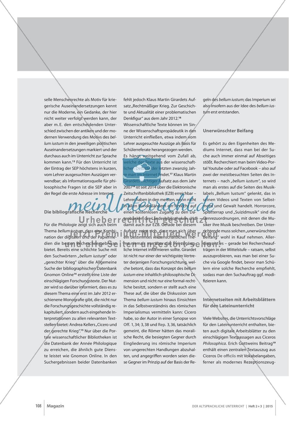 Das Thema „bellum iustum“ im Internet Preview 3