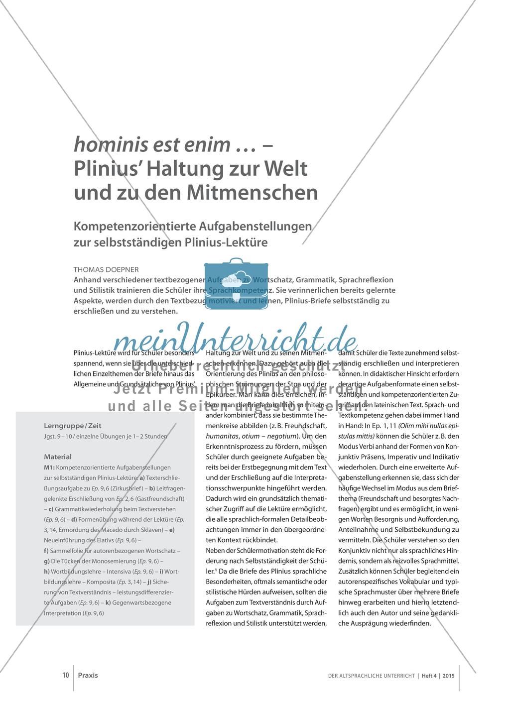 Plinius’ Haltung zur Welt und zu den Mitmenschen Preview 1