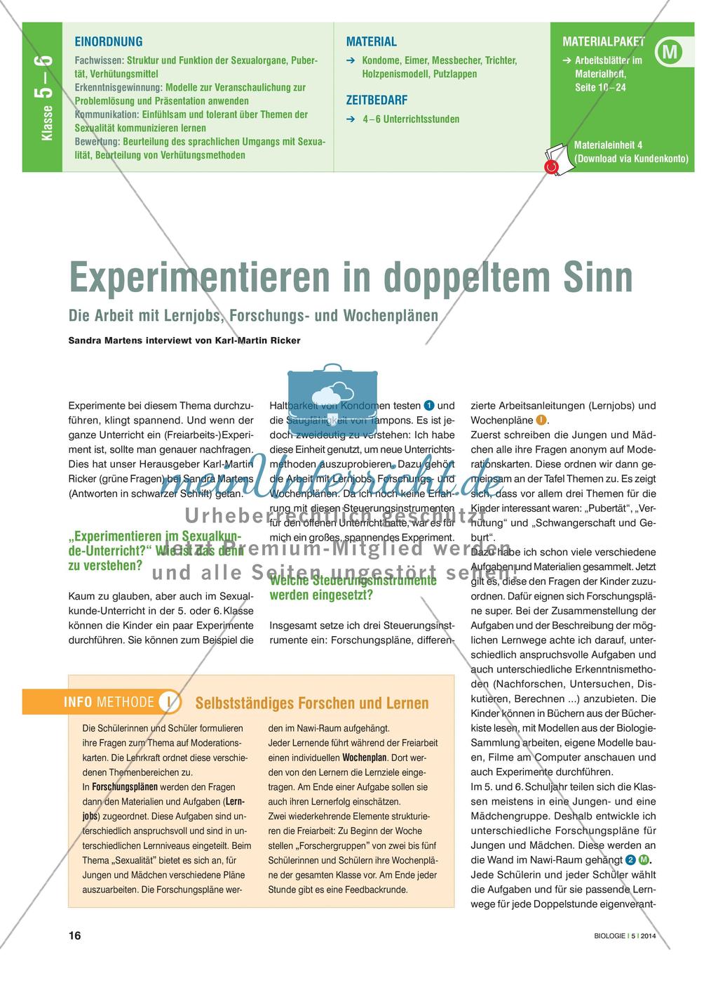 Experimentieren in doppeltem Sinn - Die Arbeit mit Lernjobs, Forschungs- und Wochenplänen Preview 1
