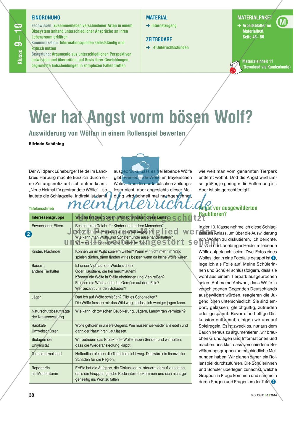 Wer hat Angst vorm bösen Wolf? - Auswilderung von Wölfen in einem Rollenspiel bewerten Preview 1