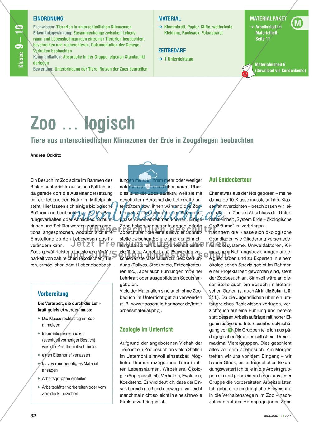 Zoo … logisch - Tiere aus unterschiedlichen Klimazonen der Erde in Zoogehegen beobachten Preview 1