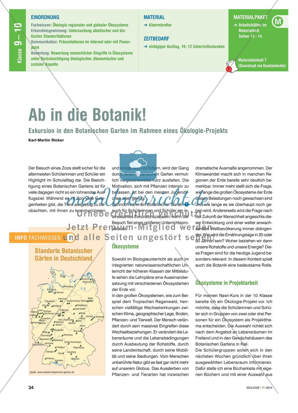 Ab in die Botanik! - Exkursion in den Botanischen Garten im Rahmen eines Ökologie-Projekts Preview 1