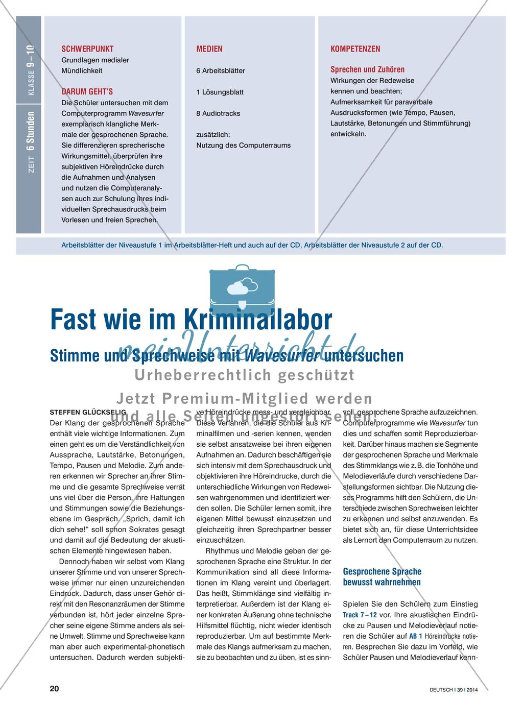 Fast wie im Kriminallabor - Untersuchung von Stimme und Sprechweise mit Wavesurfer Preview 1