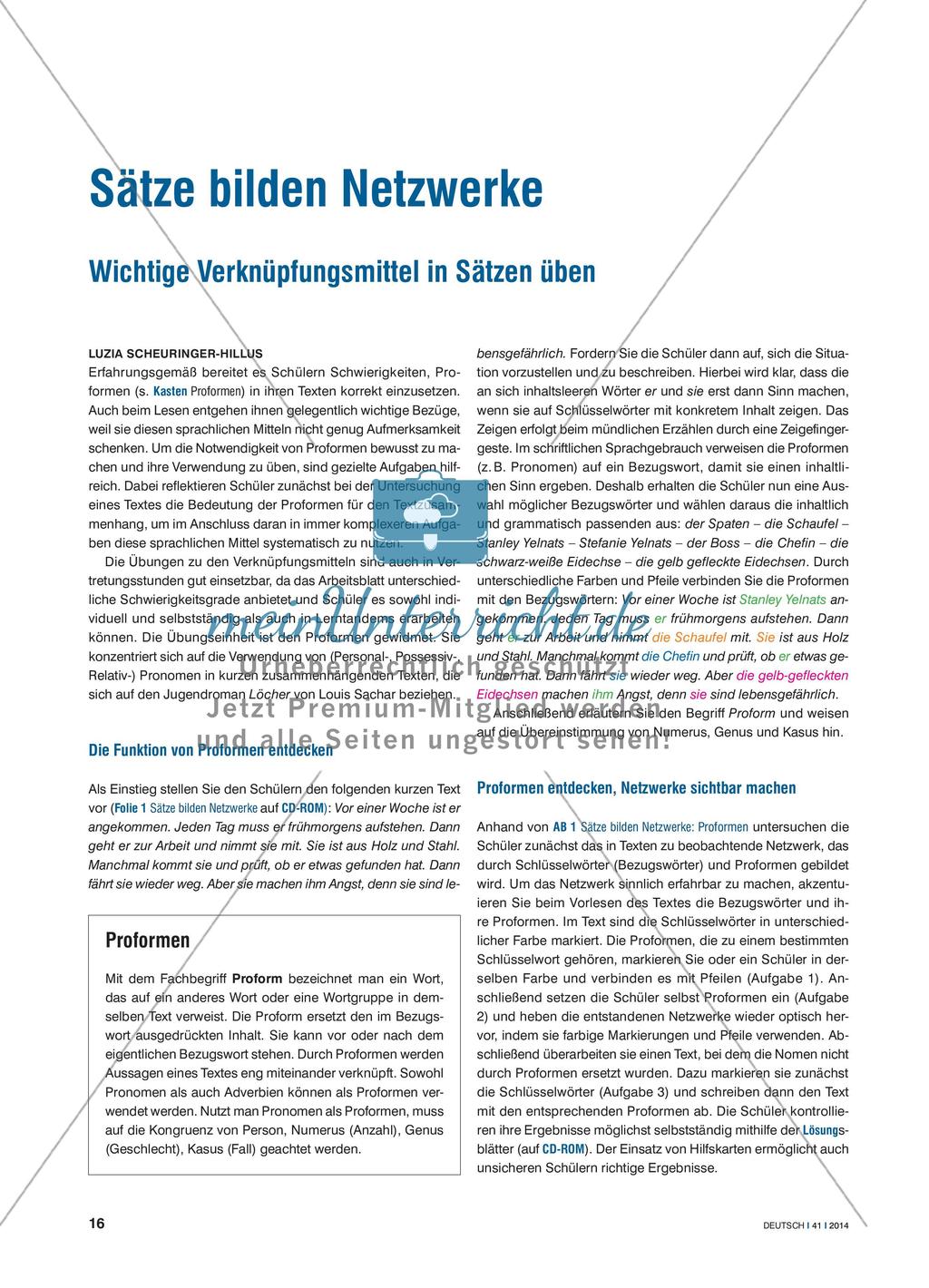 Sätze bilden Netzwerke - Wichtige Verknüpfungsmittel in Sätzen üben Preview 1