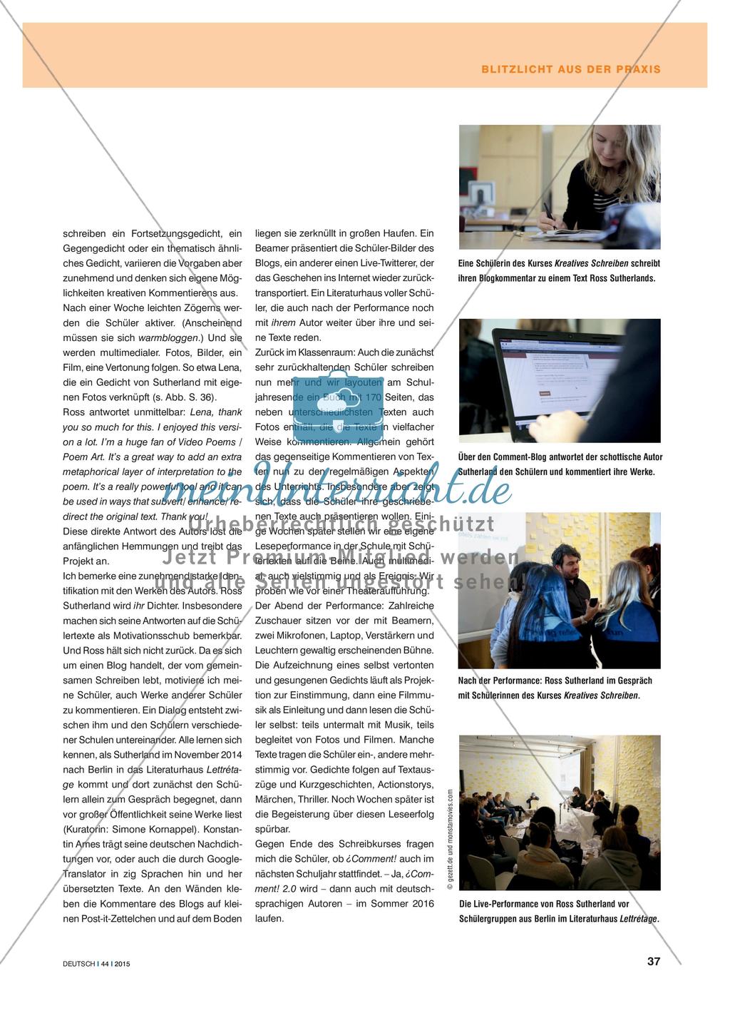 Dialog zwischen Autor und Schüler - Das Online-Projekt ¿Comment! Preview 2