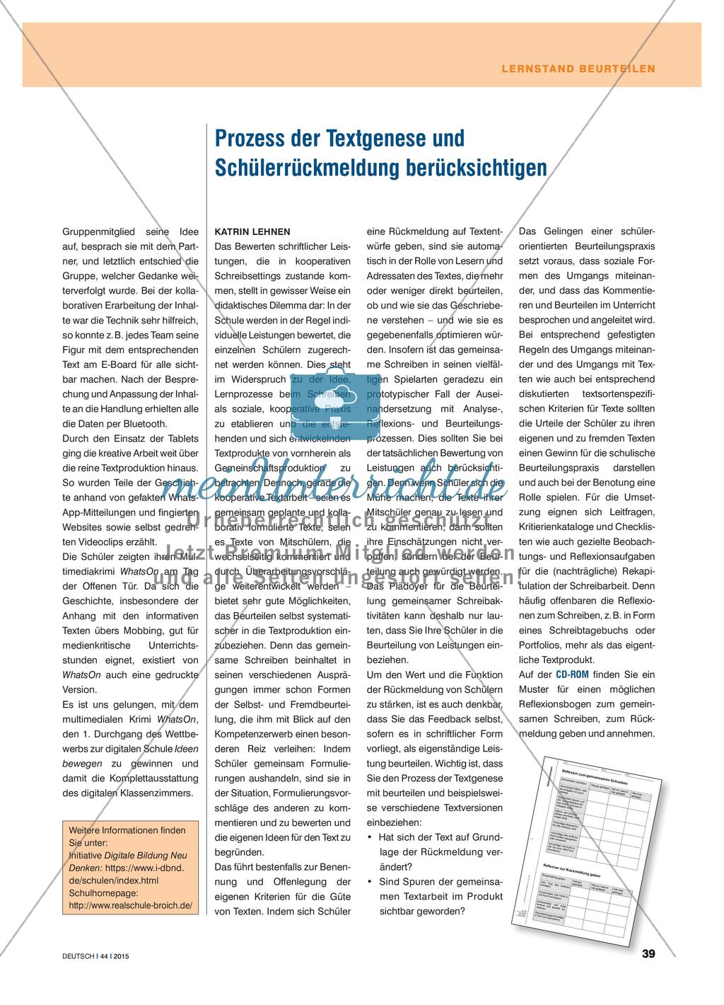Prozess der Textgenese und Schülerrückmeldung berücksichtigen Preview 1
