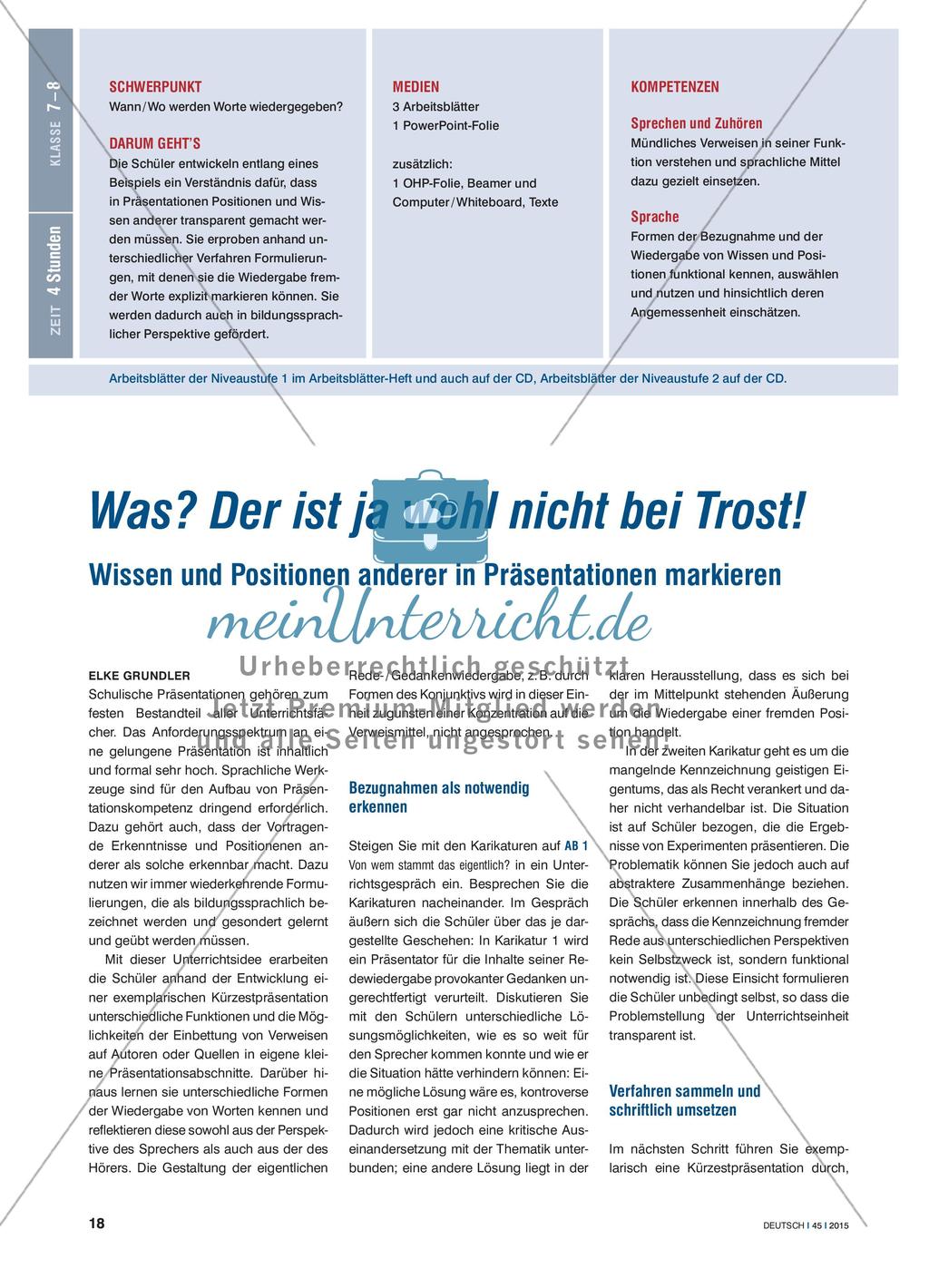 Was? Der ist ja wohl nicht bei Trost! - Wissen und Positionen anderer in Präsentationen markieren Preview 1
