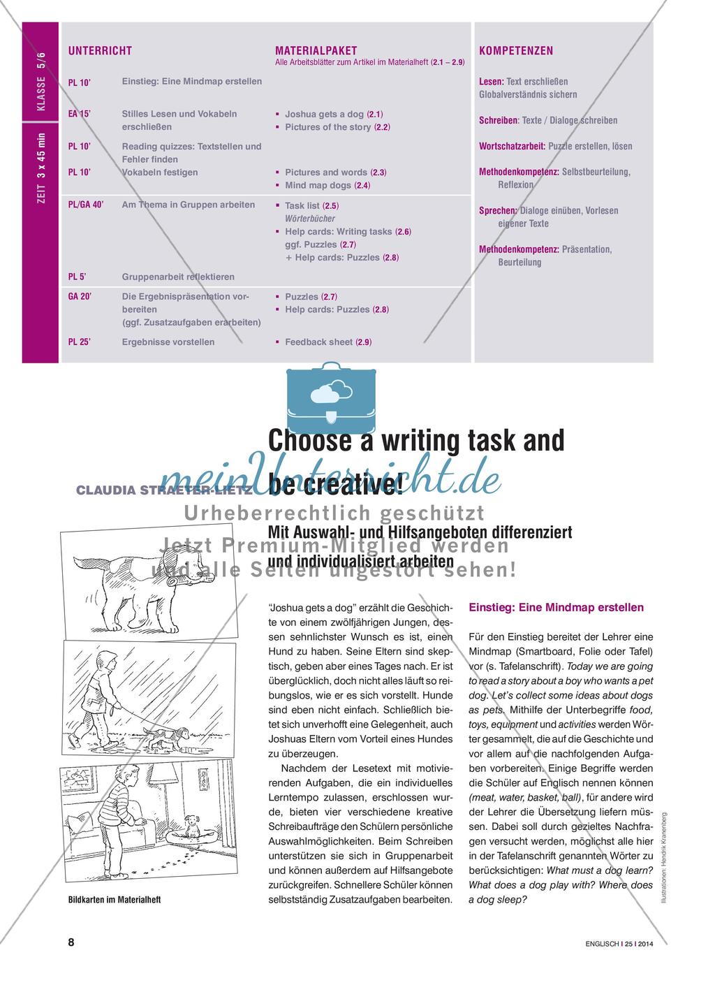 Choose a writing task and be creative! - Mit Auswahl- und Hilfsangeboten differenziert und individualisiert arbeiten Preview 1