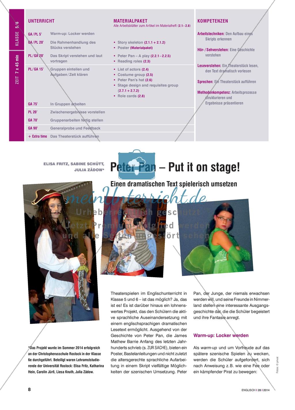 Peter Pan – Put it on stage!: Einen dramatischen Text spielerisch umsetzen Preview 1