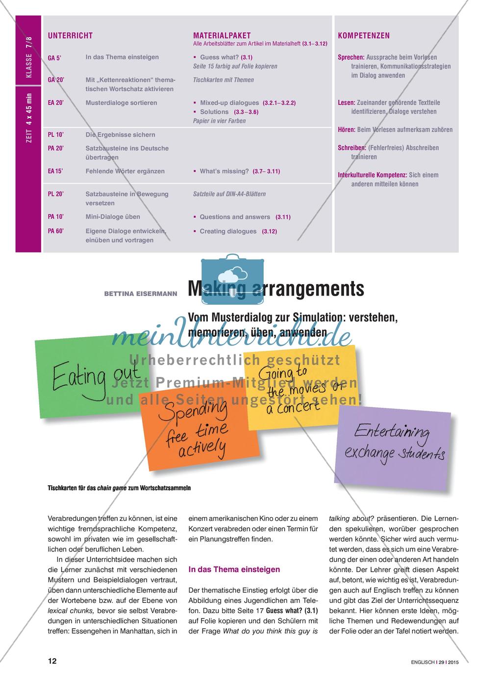 Making arrangements - Vom Musterdialog zur Simulation: verstehen, memorieren, üben, anwenden Preview 1