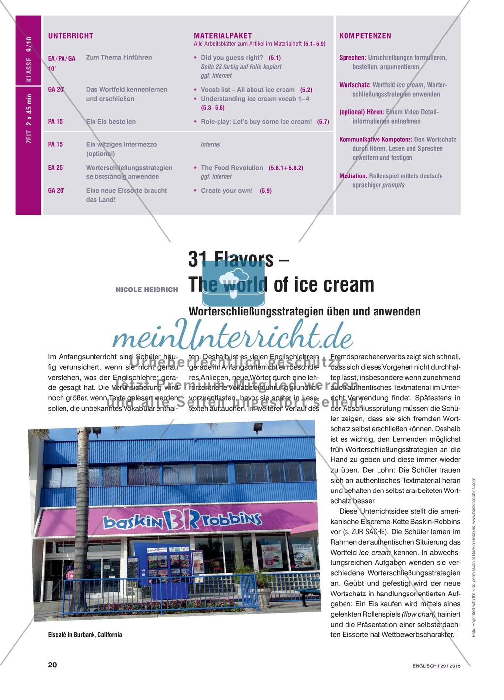 31 Flavors – The world of ice cream: Worterschließungsstrategien üben und anwenden Preview 1