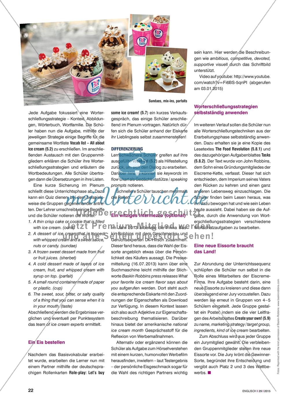 31 Flavors – The world of ice cream: Worterschließungsstrategien üben und anwenden Preview 3