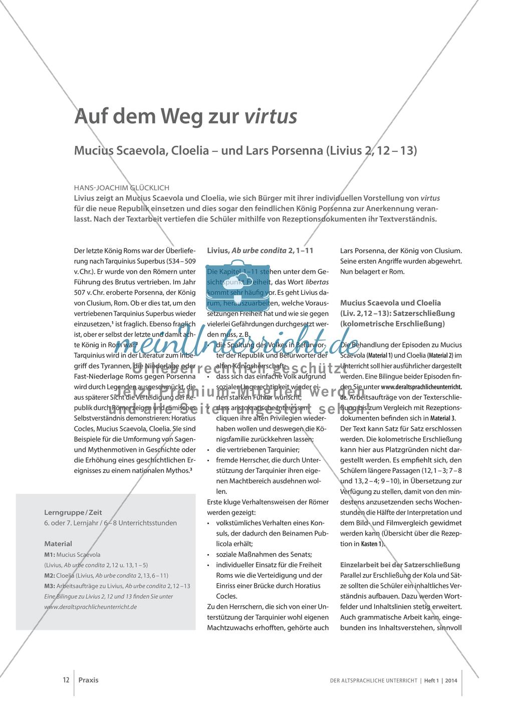 Livius: Auf dem Weg zur virtus - Mucius Scaevola, Cloelia – und Lars Porsenna Preview 1