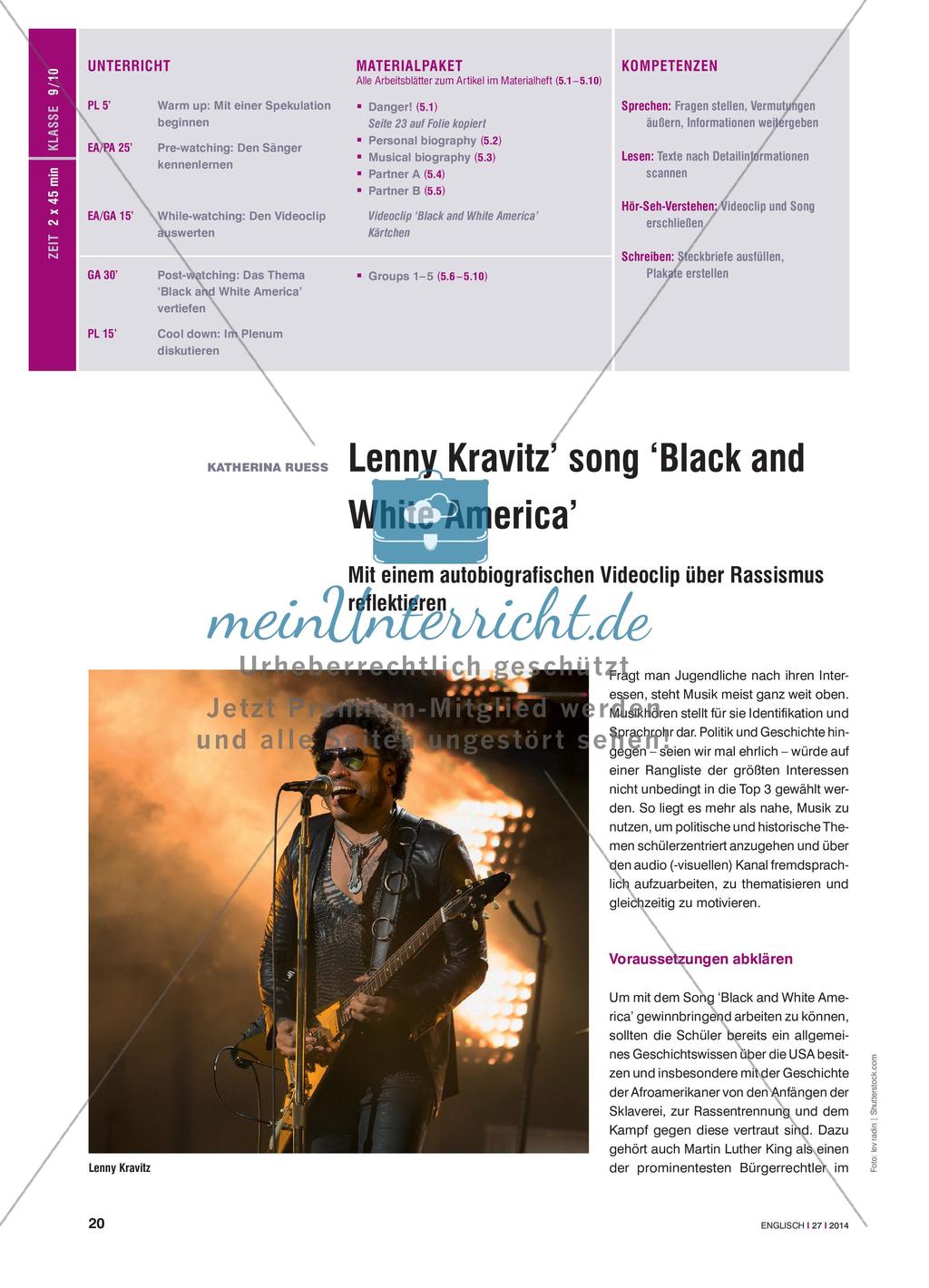 Lenny Kravitz’ song ‘Black and White America’ - Mit einem autobiografischen Videoclip über Rassismus reflektieren Preview 1