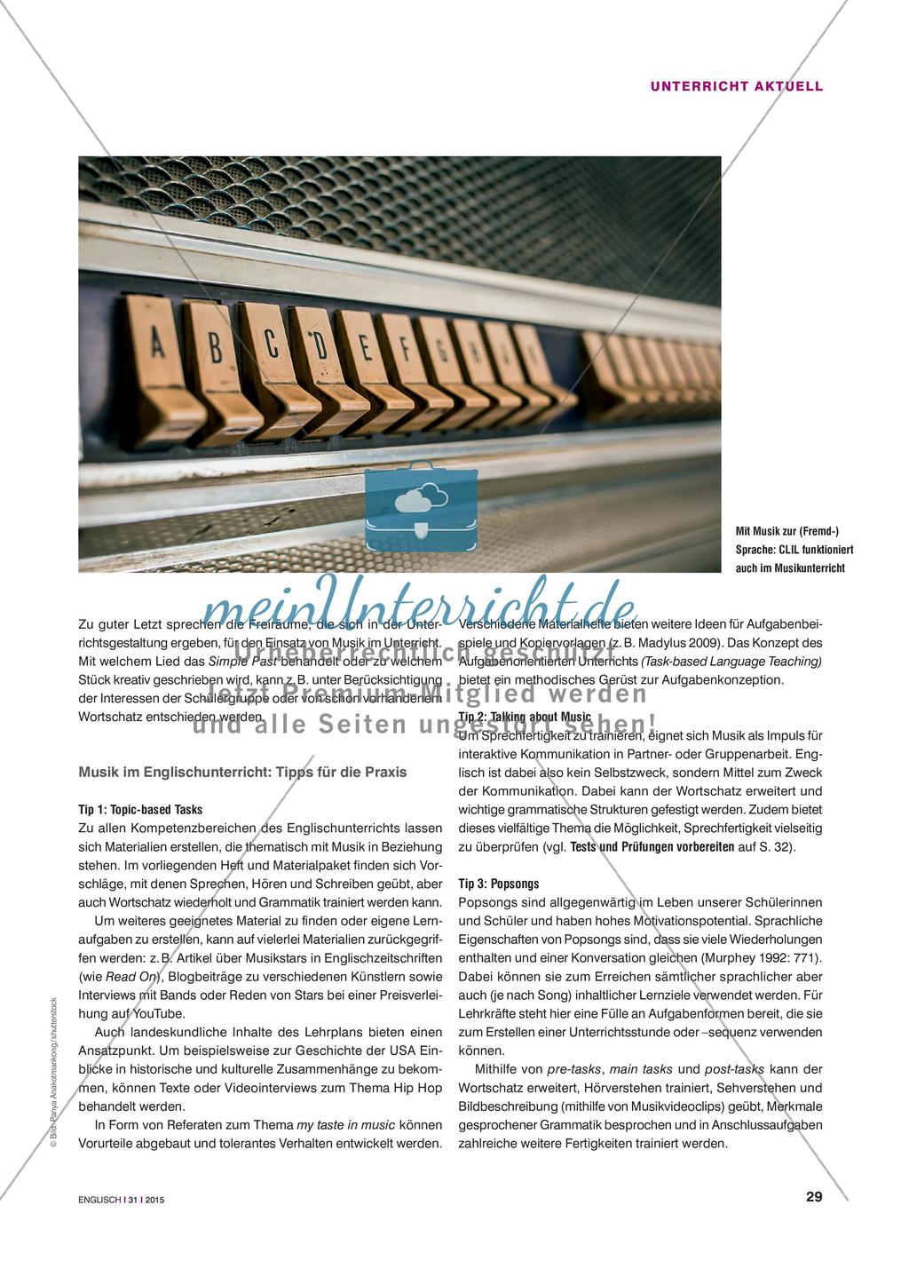 Music and CLIL – Potenziale für inhaltsorientiertes Englischlernen mit Musik Preview 2