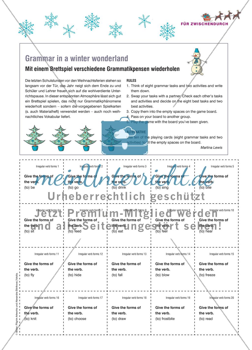 Grammar in a winter wonderland - Mit einem Brettspiel verschiedene Grammatikpensen wiederholen Preview 1