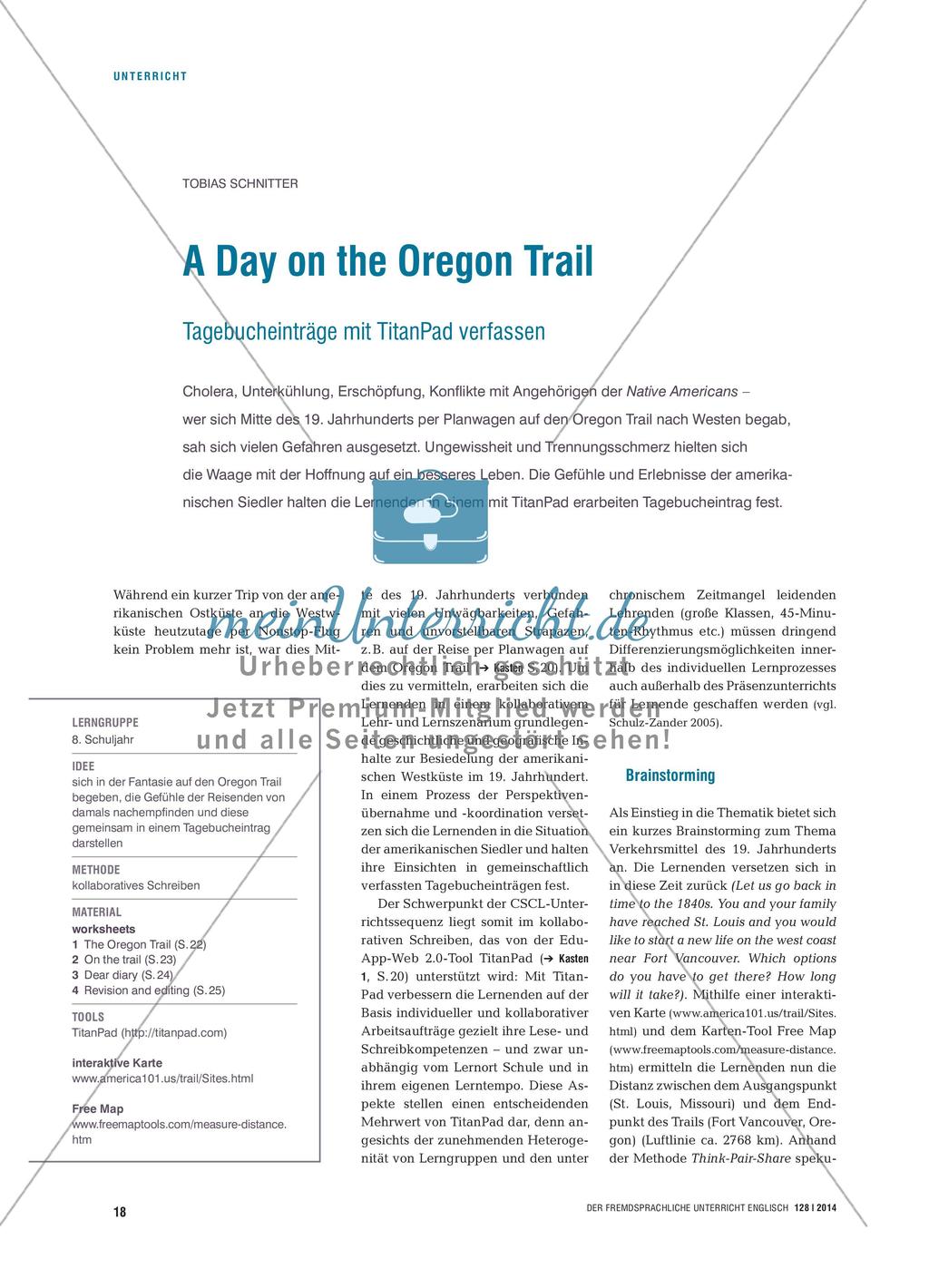 A Day on the Oregon Trail - Tagebucheinträge mit TitanPad verfassen Preview 1