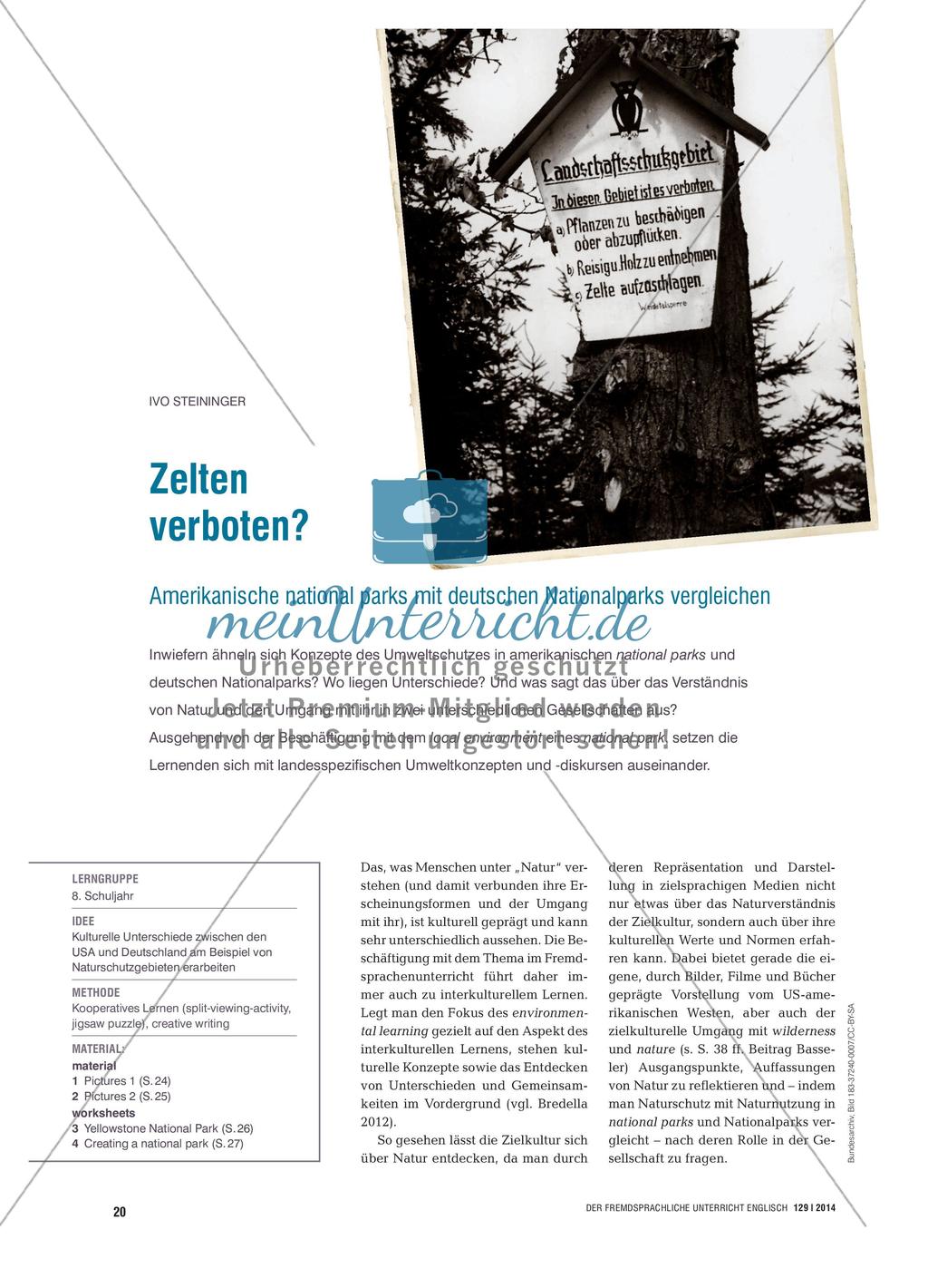 Zelten verboten? - Amerikanische national parks mit deutschen nationalparks vergleichen Preview 1