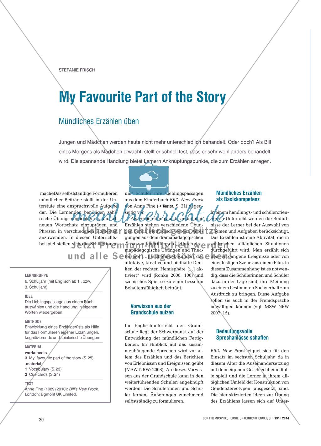 My Favourite Part of the Story - Mündliches Erzählen üben Preview 1