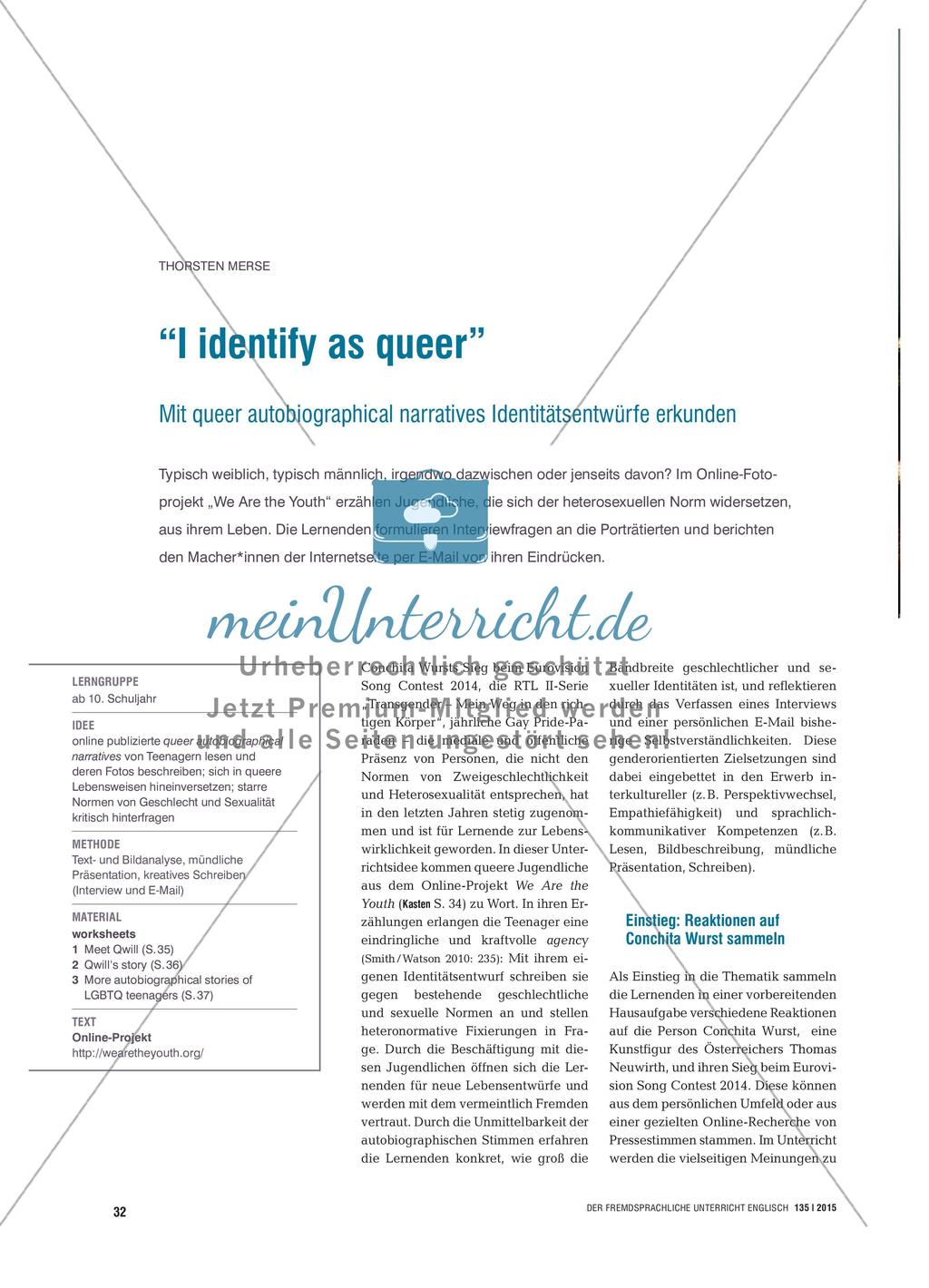 “I identify as queer” - Mit queer autobiographical narratives Identitätsentwürfe erkunden Preview 1