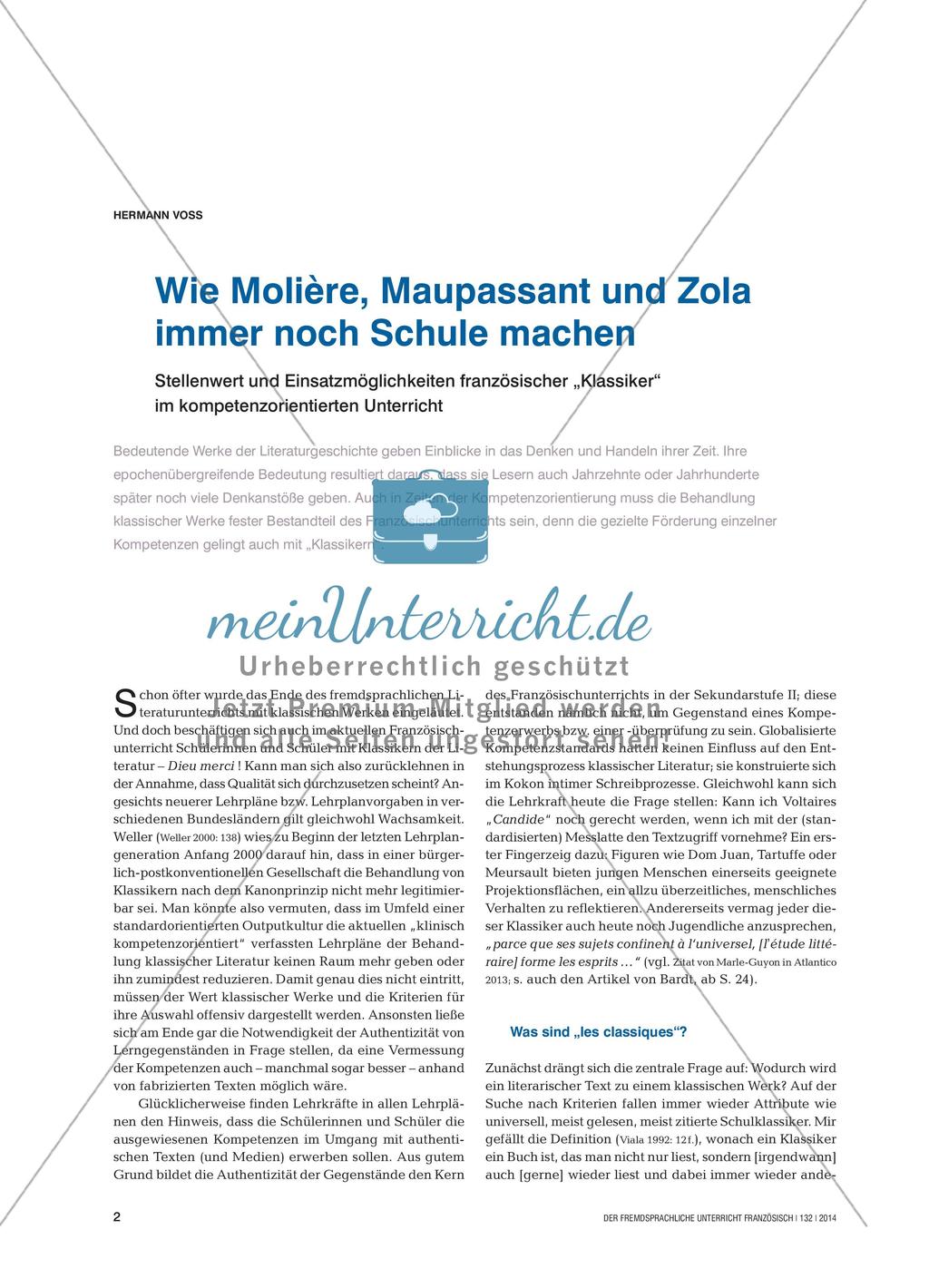 Klassische Werke im Französischunterricht Preview 1