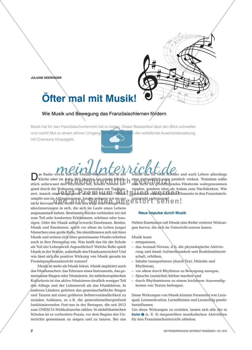 Musik im Französischunterricht Preview 1