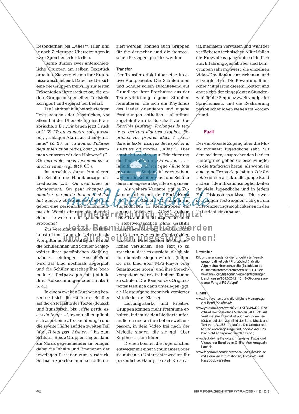 Liederarbeitung: