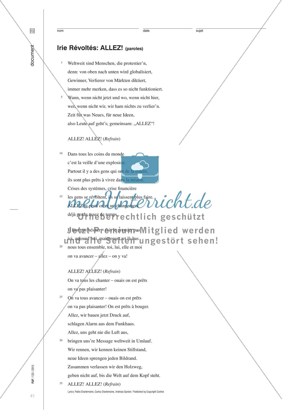 Liederarbeitung: