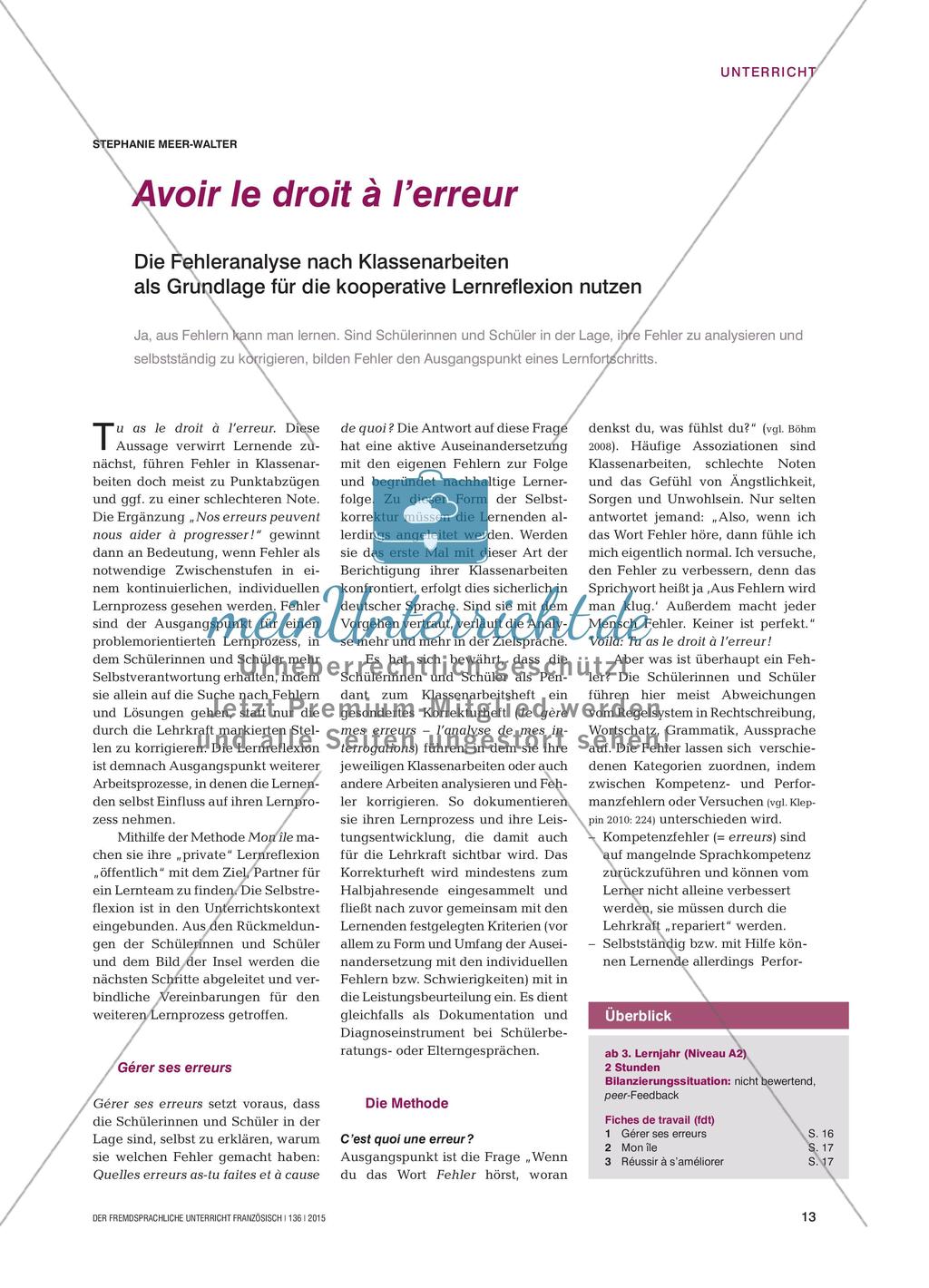 Fehleranalyse nach Klassenarbeiten Preview 1