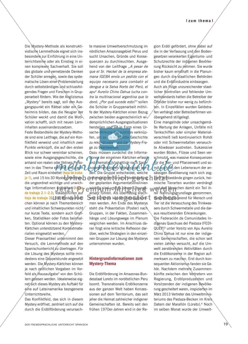 Descubrir pistas y encontrar soluciones - Die Mystery-Methode im Spanischunterricht Preview 2
